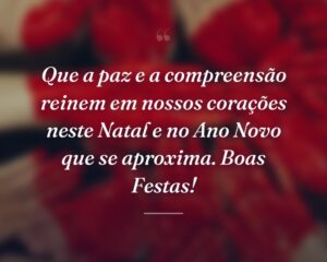 Que a paz e a compreensão reinem em nossos corações neste Natal e no Ano Novo que se aproxima. Boas Festas!