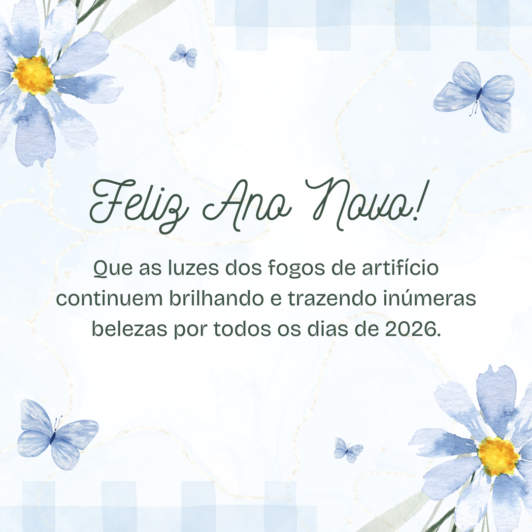 Que as luzes dos fogos de artifício continuem brilhando e trazendo inúmeras belezas por todos os dias de 2026. Feliz Ano Novo!