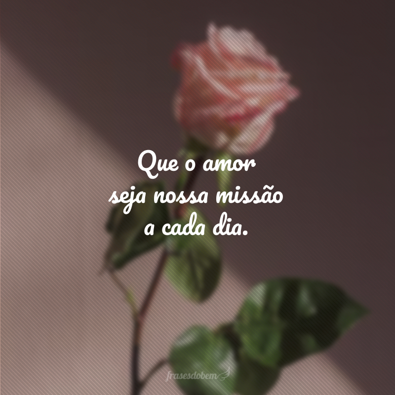 Que o amor seja nossa missão a cada dia.