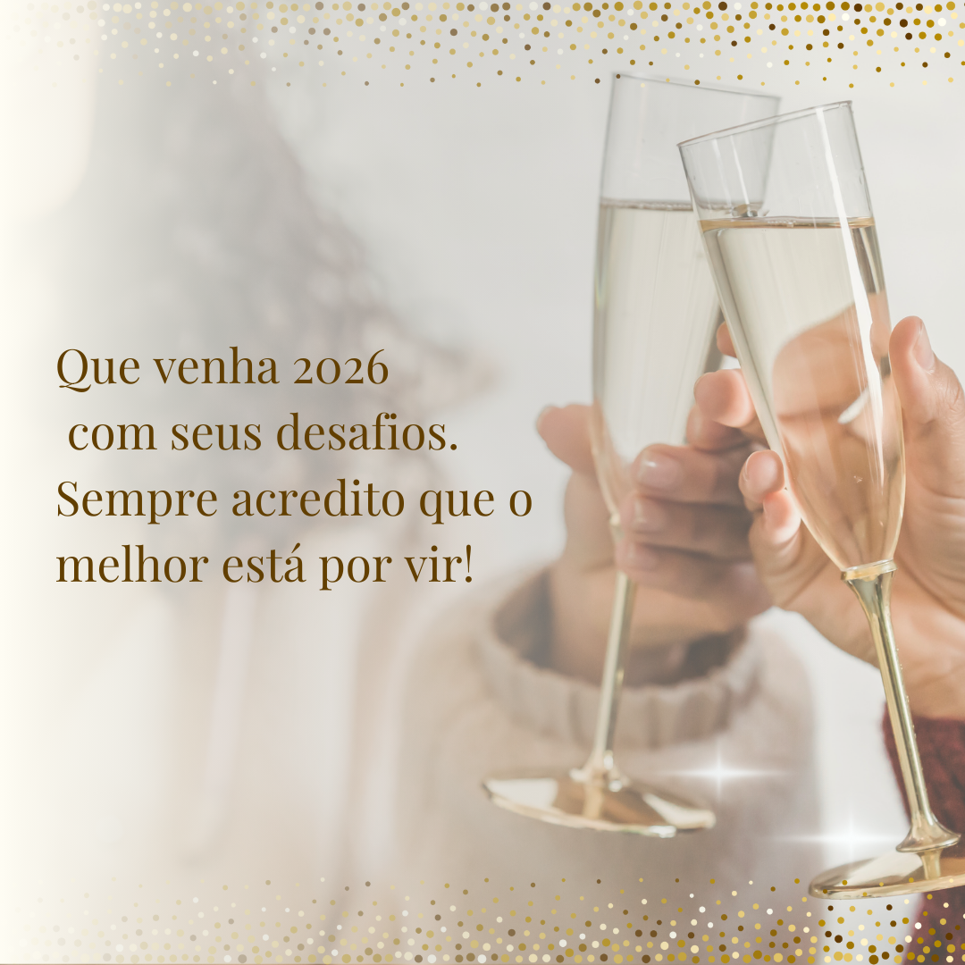 Que venha 2026 com seus desafios. Sempre acredito que o melhor está por vir! 