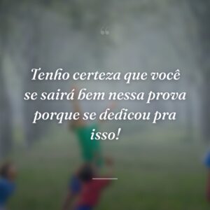 Tenho certeza que você se sairá bem nessa prova porque se dedicou pra isso!