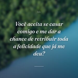 Você aceita se casar comigo e me dar a chance de retribuir toda a felicidade que já me deu?
