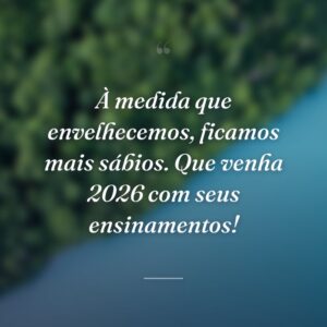 À medida que envelhecemos, ficamos mais sábios. Que venha 2026 com seus ensinamentos!