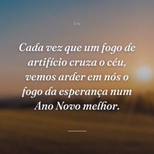 Cada vez que um fogo de artifício cruza o céu, vemos arder em nós o fogo da esperança num Ano Novo melhor.