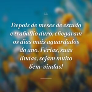 Depois de meses de estudo e trabalho duro, chegaram os dias mais aguardados do ano. Férias, suas lindas, sejam muito bem-vindas!
