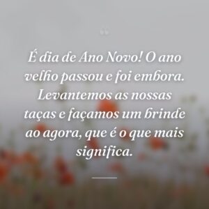 É dia de Ano Novo! O ano velho passou e foi embora. Levantemos as nossas taças e façamos um brinde ao agora, que é o que mais significa.