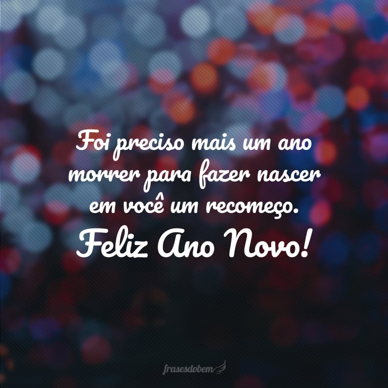 Foi preciso mais um ano morrer para fazer nascer em você um recomeço. Feliz Ano Novo!