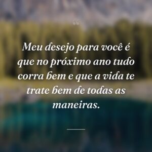 Meu desejo para você é que no próximo ano tudo corra bem e que a vida te trate bem de todas as maneiras.