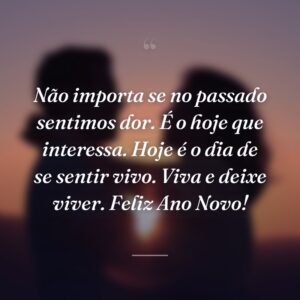 Não importa se no passado sentimos dor. É o hoje que interessa. Hoje é o dia de se sentir vivo. Viva e deixe viver. Feliz Ano Novo!