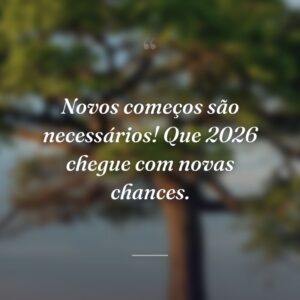 Novos começos são necessários! Que 2026 chegue com novas chances.
