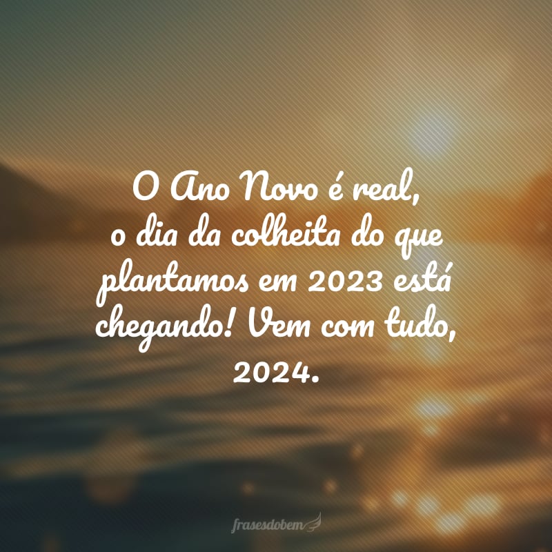 O Ano Novo é real, o dia da colheita do que plantamos em 2023 está chegando! Vem com tudo, 2024.