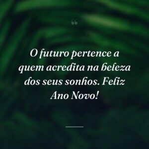O futuro pertence a quem acredita na beleza dos seus sonhos. Feliz Ano Novo!