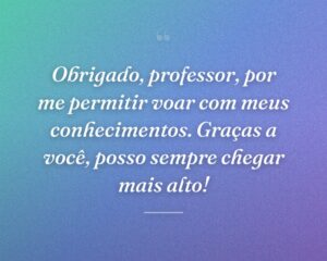 Obrigado, professor, por me permitir voar com meus conhecimentos. Graças a você, posso sempre chegar mais alto!