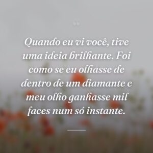 Quando eu vi você, tive uma ideia brilhante. Foi como se eu olhasse de dentro de um diamante e meu olho ganhasse mil faces num só instante.