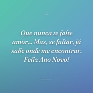 Que nunca te falte amor... Mas, se faltar, já sabe onde me encontrar. Feliz Ano Novo!