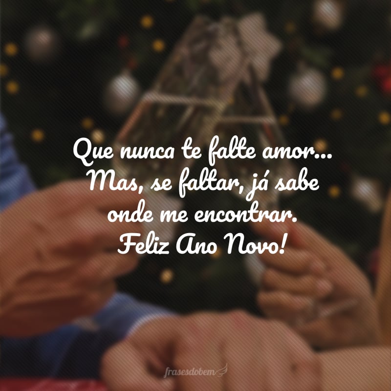 Que nunca te falte amor... Mas, se faltar, já sabe onde me encontrar. Feliz Ano Novo!