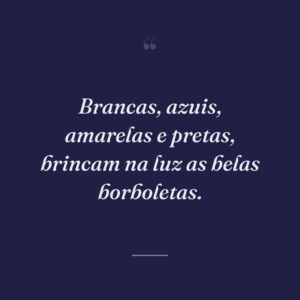 Brancas, azuis, amarelas e pretas, brincam na luz as belas borboletas.