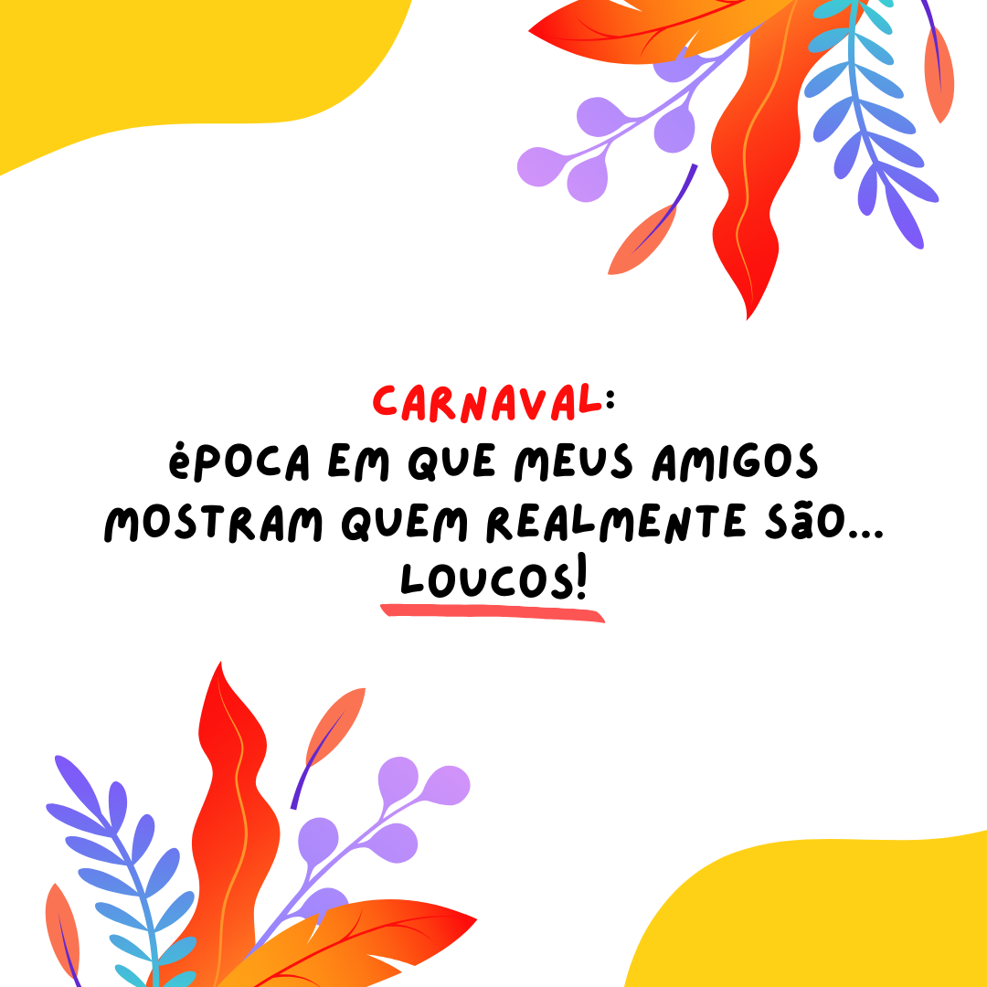 Carnaval: época em que meus amigos mostram quem realmente são... Loucos!