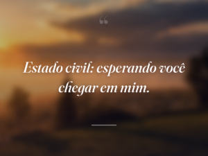 Estado civil: esperando você chegar em mim.