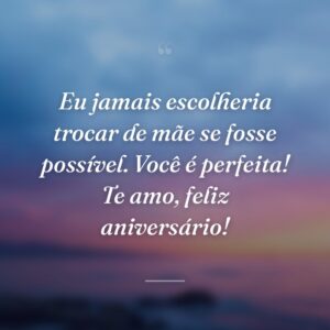 Eu jamais escolheria trocar de mãe se fosse possível. Você é perfeita! Te amo, feliz aniversário!