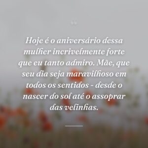 Hoje é o aniversário dessa mulher incrivelmente forte que eu tanto admiro. Mãe, que seu dia seja maravilhoso em todos os sentidos - desde o nascer do sol até o assoprar das velinhas.