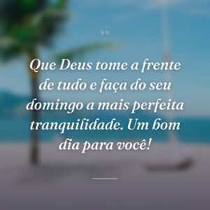 Que Deus tome a frente de tudo e faça do seu domingo a mais perfeita tranquilidade. Um bom dia para você!