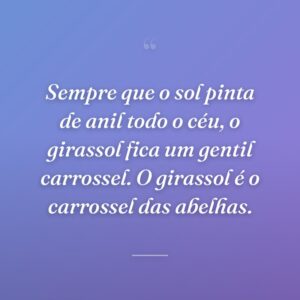Sempre que o sol pinta de anil todo o céu, o girassol fica um gentil carrossel. O girassol é o carrossel das abelhas.