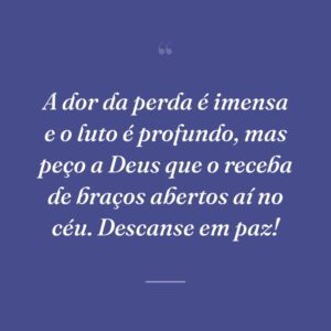 A dor da perda é imensa e o luto é profundo, mas peço a Deus que o receba de braços abertos aí no céu. Descanse em paz!