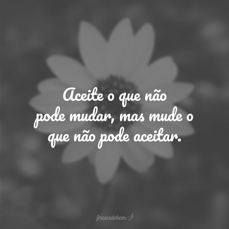 Aceite o que não pode mudar, mas mude o que não pode aceitar.