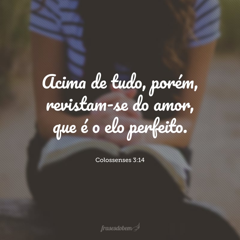 Acima de tudo, porém, revistam-se do amor, que é o elo perfeito.