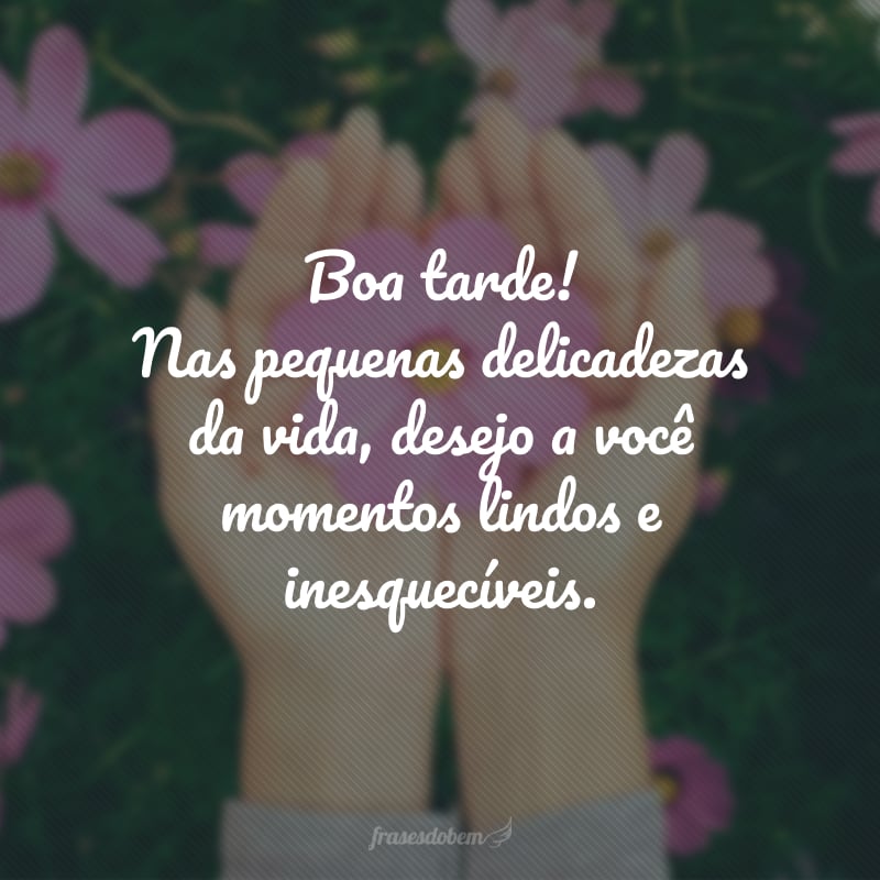 Boa tarde! Nas pequenas delicadezas da vida, desejo a você momentos lindos e inesquecíveis.