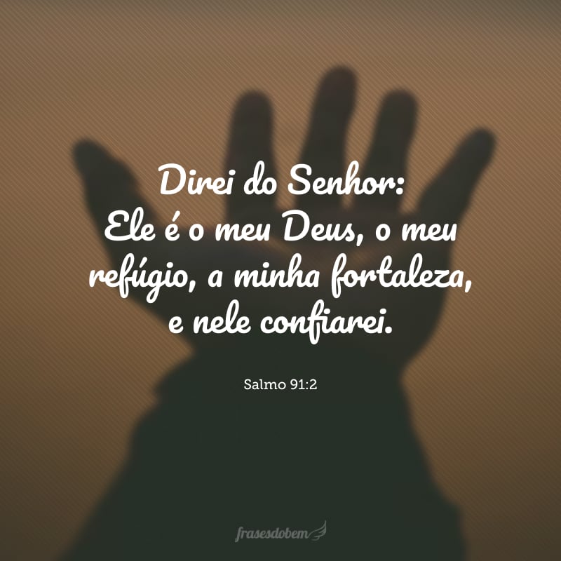 Direi do Senhor: Ele é o meu Deus, o meu refúgio, a minha fortaleza, e nele confiarei.