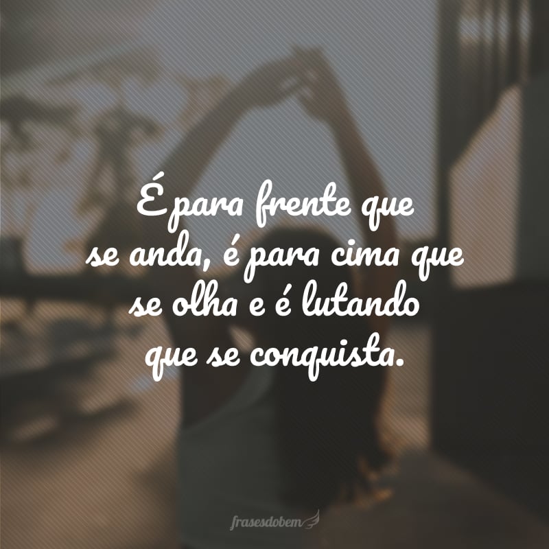 É para frente que se anda, é para cima que se olha e é lutando que se conquista.