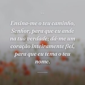 Ensina-me o teu caminho, Senhor, para que eu ande na tua verdade; dá-me um coração inteiramente fiel, para que eu tema o teu nome.