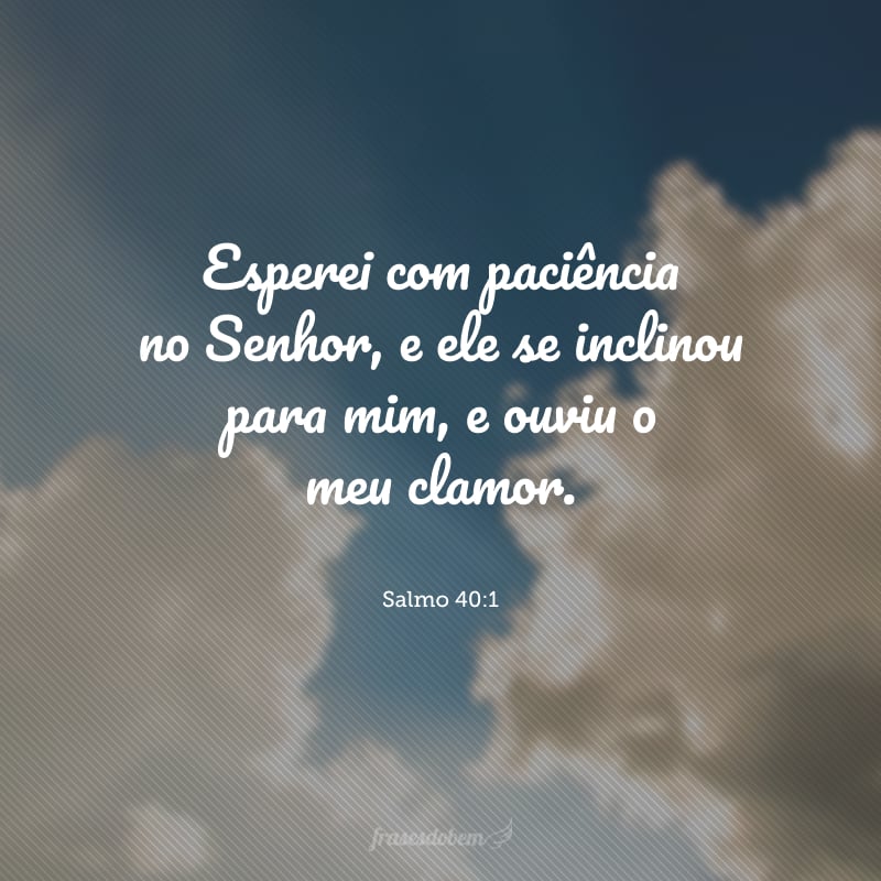 Esperei com paciência no Senhor, e ele se inclinou para mim, e ouviu o meu clamor.