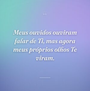 Meus ouvidos ouviram falar de Ti, mas agora meus próprios olhos Te viram.