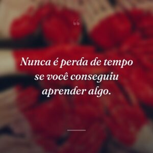 Nunca é perda de tempo se você conseguiu aprender algo.