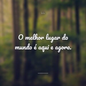 O melhor lugar do mundo é aqui e agora.