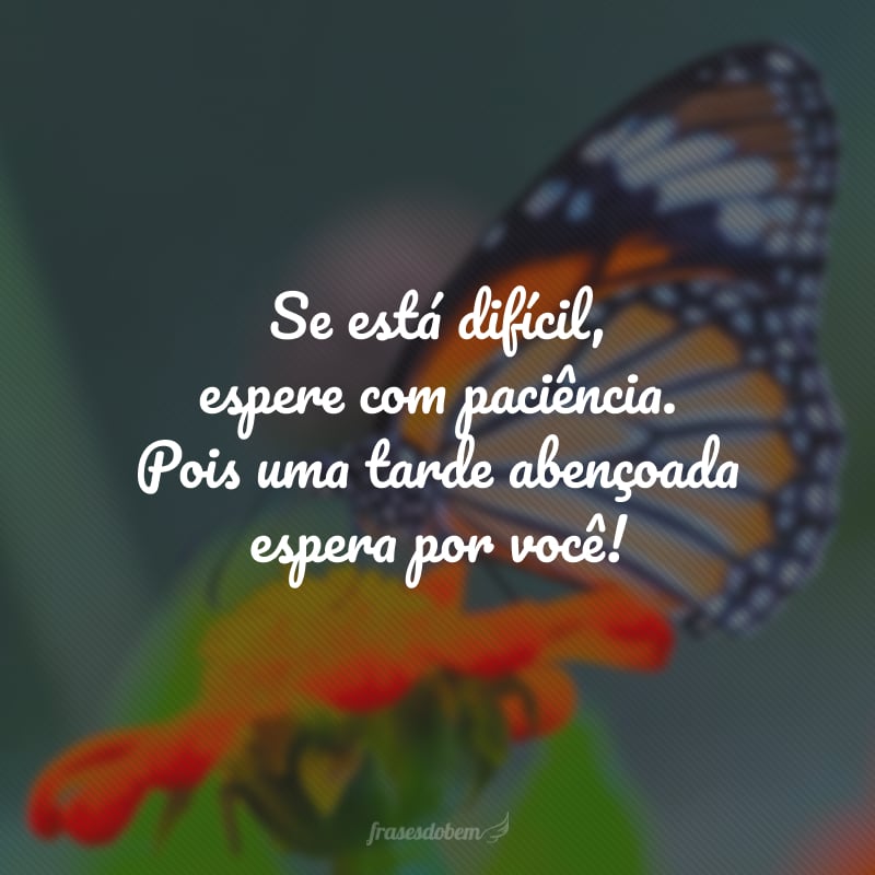 Se está difícil, espere com paciência. Pois uma tarde abençoada espera por você!