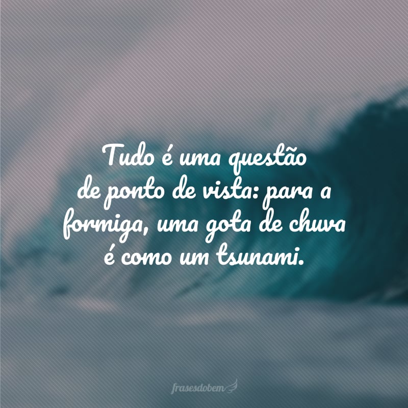 Tudo é uma questão de ponto de vista: para a formiga, uma gota de chuva é como um tsunami.