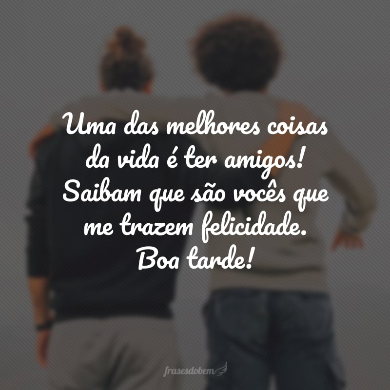 Uma das melhores coisas da vida é ter amigos! Saibam que são vocês que me trazem felicidade. Boa tarde!