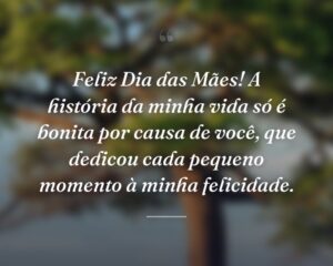 Feliz Dia das Mães! A história da minha vida só é bonita por causa de você, que dedicou cada pequeno momento à minha felicidade.