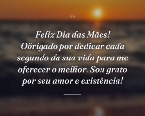 Feliz Dia das Mães! Obrigado por dedicar cada segundo da sua vida para me oferecer o melhor. Sou grato por seu amor e existência!