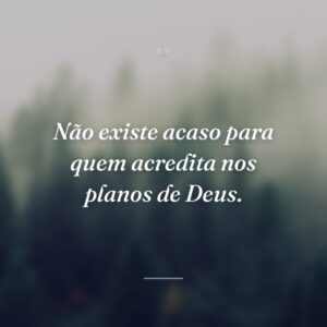 Não existe acaso para quem acredita nos planos de Deus.