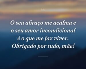 O seu abraço me acalma e o seu amor incondicional é o que me faz viver. Obrigado por tudo, mãe!