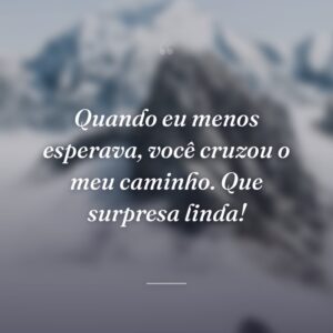 Quando eu menos esperava, você cruzou o meu caminho. Que surpresa linda!