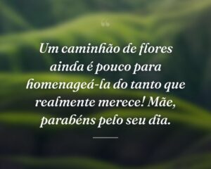 Um caminhão de flores ainda é pouco para homenageá-la do tanto que realmente merece! Mãe, parabéns pelo seu dia.