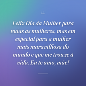 Feliz Dia da Mulher para todas as mulheres, mas em especial para a mulher mais maravilhosa do mundo e que me trouxe à vida. Eu te amo, mãe!