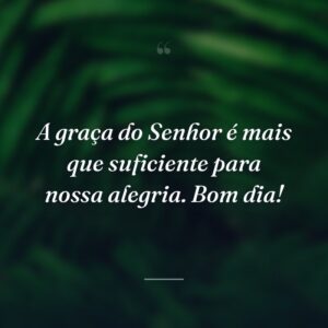 A graça do Senhor é mais que suficiente para nossa alegria. Bom dia!
