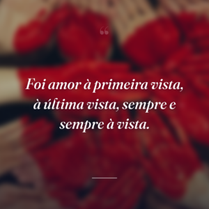 Foi amor à primeira vista, à última vista, sempre e sempre à vista.